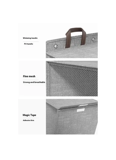 Foldable Laundry Bag Large Capacity Hanging Dirty Clothes Basket Multi-Function Storage Organizer (H58 x L15 x W41)cm - Grey