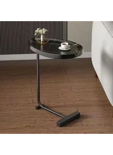 Waterdrop Shape Side Table Mini Coffee Table Bedside Sofa End Table Storage Rack - Black