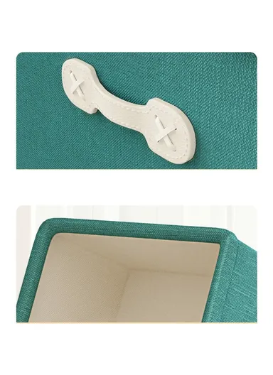 Large Capacity Fabric Storage Box Drawer Style Clothes Organizer with Handle - Green