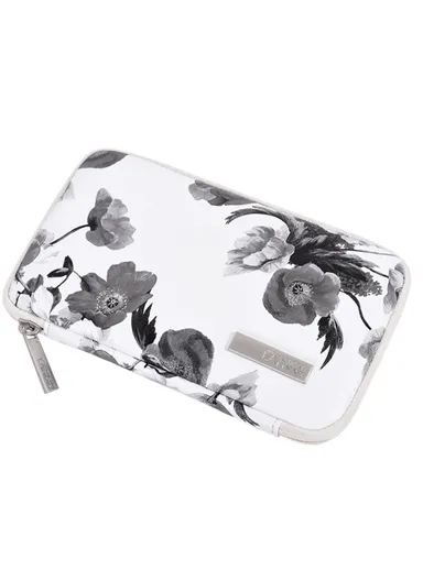 Ink Wash Painting Pattern PU Leather Portable Carrying Bag Digital Accessories Zipper Storage Case Phone Pouch G1-S21 - White