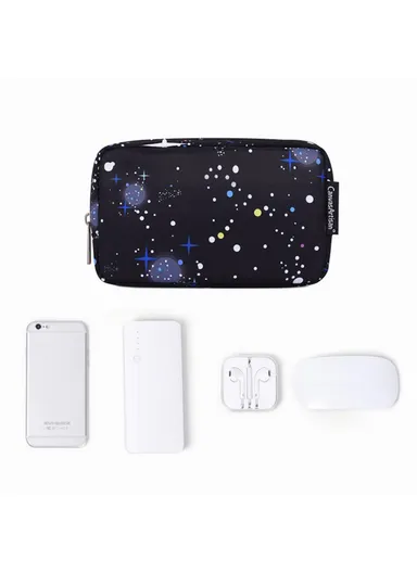 CANVASARTISAN H16-S11 Earphone Charger Mouse Pouch Starry Sky Pattern Storage Case Digital Accessories Storage Bag