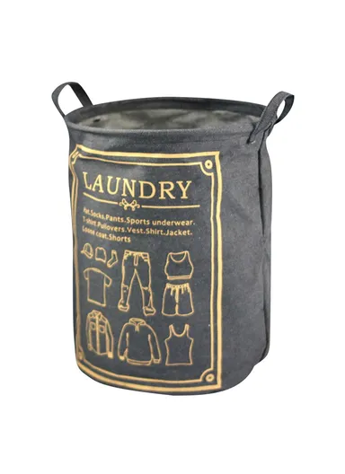 35x45cm Collapsible Washing Laundry Basket Hamper Dirty Clothes Cotton Linen Basket Laundry Bin - Denim / Medium
