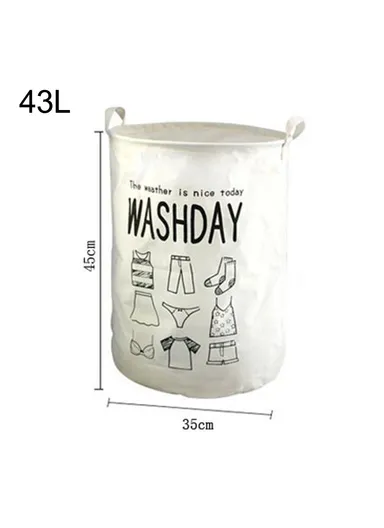 35x45cm Collapsible Washing Laundry Basket Hamper Dirty Clothes Cotton Linen Basket Laundry Bin - Green Cloud / Medium