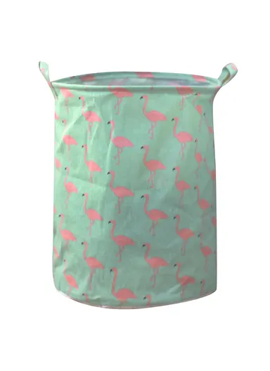 35x45cm Collapsible Washing Laundry Basket Hamper Dirty Clothes Cotton Linen Basket Laundry Bin - Bird / Medium