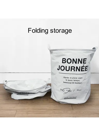35x45cm Collapsible Washing Laundry Basket Hamper Dirty Clothes Cotton Linen Basket Laundry Bin - Bonne / Medium