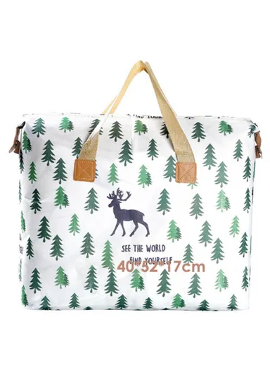 Wardrobe Organizer Waterproof Clothes Bedding Storage Bag with Handles and Zippers, Size S - Elk