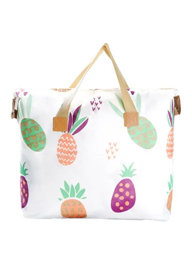 Wardrobe Organizer Waterproof Clothes Bedding Storage Bag with Handles and Zippers, Size S - Pineapple