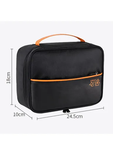 Single Layer Electronic Accessories Bag, Polyester + PU Leather Handbag for Cables Hard Drive Adapter - Wine Red