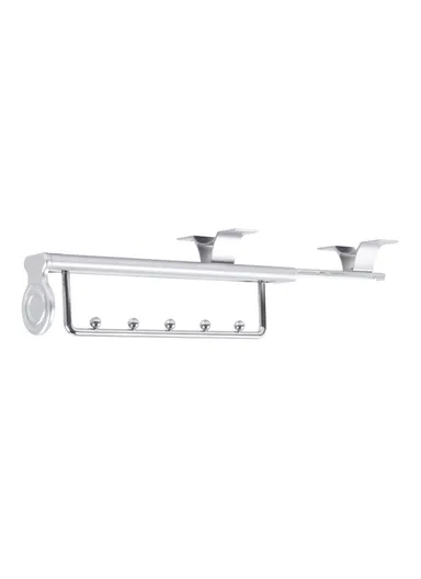 16 Inch Wardrobe Closet Slide Rail Pull-Out Clothes Hanging Rod Metal Pants Hanger Rack - Silver
