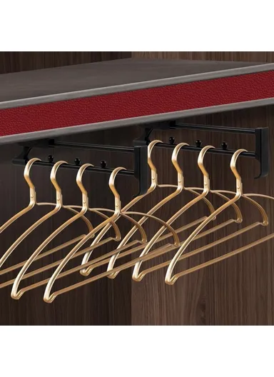 10 Inch Wardrobe Closet Retractable Pull-Out Hanging Rod Aluminum Alloy Pants Hanger Rack - Black