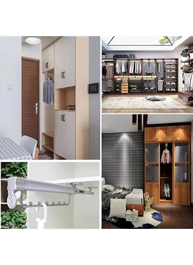 10 Inch Wardrobe Closet Retractable Pull-Out Hanging Rod Aluminum Alloy Pants Hanger Rack - Silver