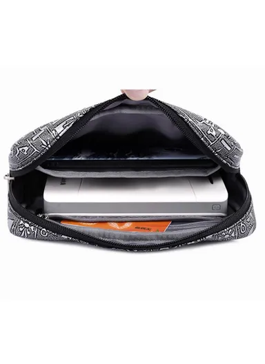Egypt Style Pattern PU Leather Zipper Storage Case Phone Mouse Carrying Bag Digital Accessories Pouch L27-S11 - Silver