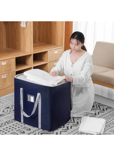 60x45x55cm Oxford Cloth Extra Large Storage Bag for Moving House Storage Clothes Bedding Duvet Quilt Blankets - Wine Red