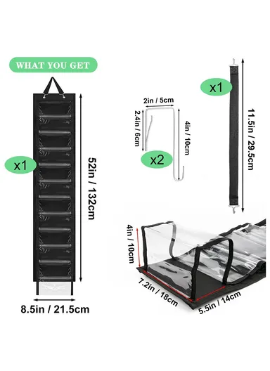 24 Pockets Dual-Sided Hanging Storage Bag Wardrobe Door Back Leggings Vest Towels Organizer - Black