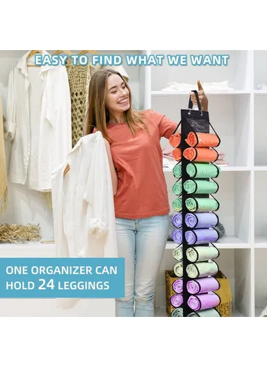 24 Pockets Dual-Sided Hanging Storage Bag Wardrobe Door Back Leggings Vest Towels Organizer - Black