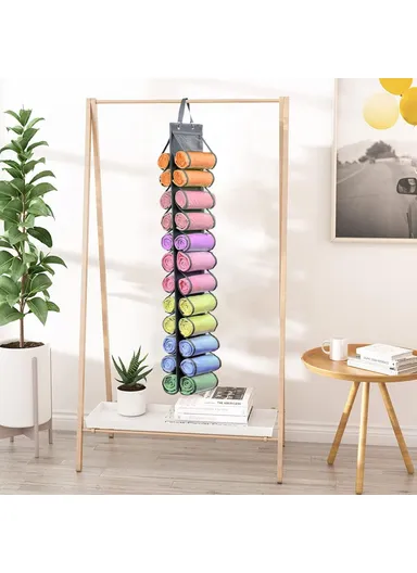 24 Pockets Dual-Sided Hanging Storage Bag Wardrobe Door Back Leggings Vest Towels Organizer - Black