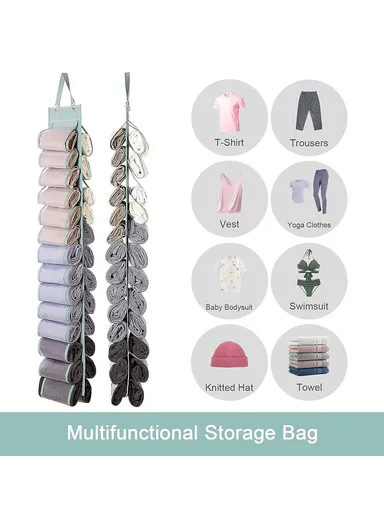 24 Pockets Dual-sided Hanging Storage Bag Wardrobe Door Back Leggings Vest Towels Organizer - Grey