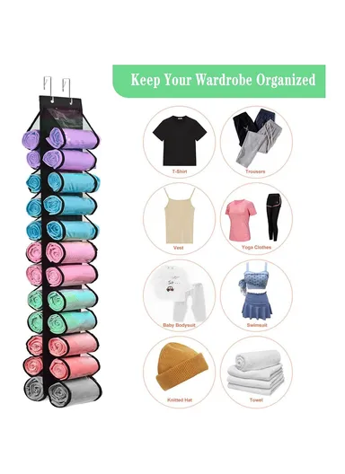24 Pockets Dual-sided Hanging Storage Bag Wardrobe Door Back Leggings Vest Towels Organizer - Grey