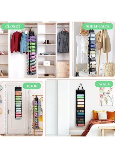 24 Pockets Dual-sided Hanging Storage Bag Wardrobe Door Back Leggings Vest Towels Organizer - Grey