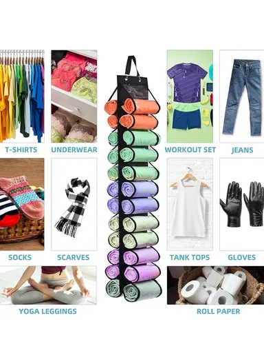 24 Pockets Dual-sided Hanging Storage Bag Wardrobe Door Back Leggings Vest Towels Organizer - Grey