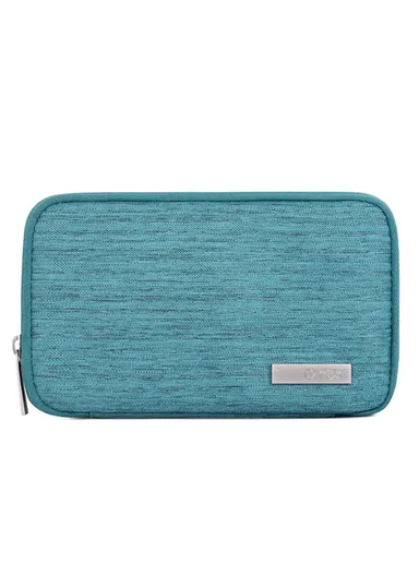 Solid Color Cloth Texture Polyester Digital Accessories Organizer Storage Bag Case for Earphone Charger Mouse L28-S21 - Light Green