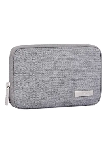 Solid Color Cloth Texture Polyester Digital Accessories Organizer Storage Bag Case for Earphone Charger Mouse L28-S21 - Grey