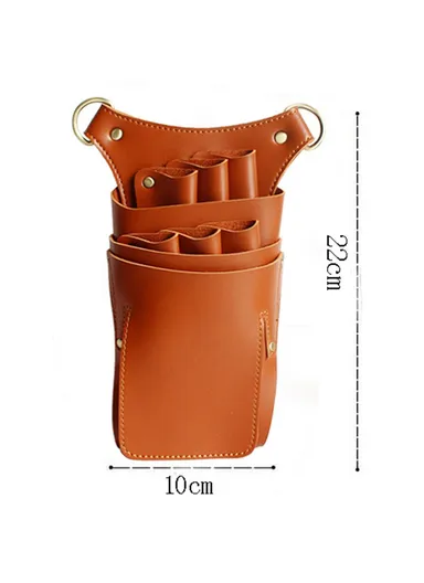Hairdresser Scissor Bag Hair Cutting Hairdressing Tools Storage Holster Barber Leather Waist Pouch - Black
