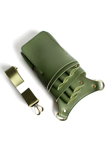 Hairdresser Scissor Bag Hair Cutting Hairdressing Tools Storage Holster Barber Leather Waist Pouch - Light Green