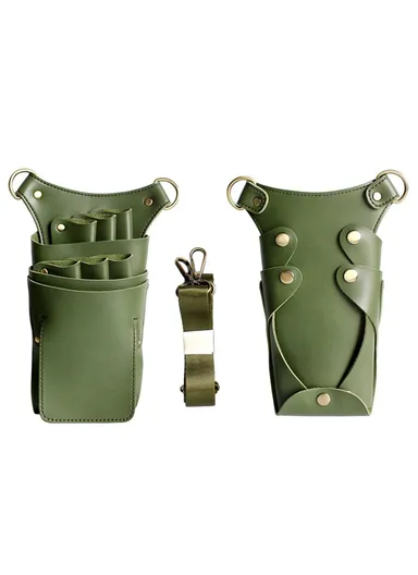 Hairdresser Scissor Bag Hair Cutting Hairdressing Tools Storage Holster Barber Leather Waist Pouch - Light Green