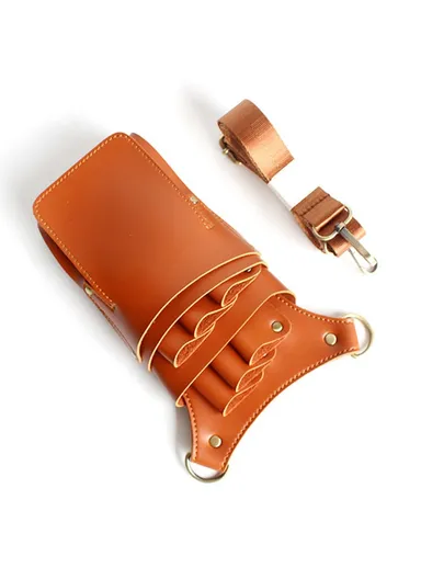 Hairdresser Scissor Bag Hair Cutting Hairdressing Tools Storage Holster Barber Leather Waist Pouch - Brown