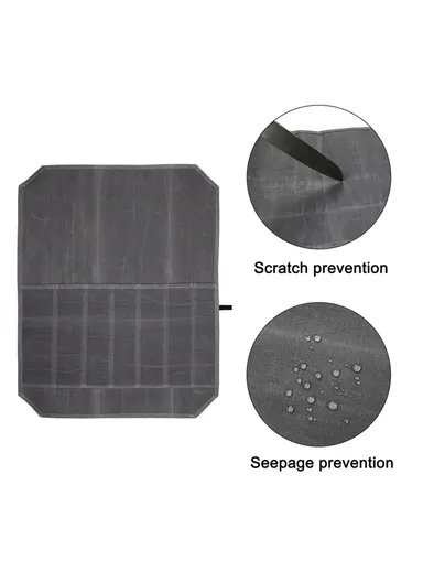 Waterproof Waxed Canvas Chef Knife Scissors Storage Pouch Roll Bag 7 Slots Carrying Case for Kitchen Knives Tools - Khaki