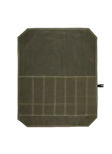 Waterproof Waxed Canvas Chef Knife Scissors Storage Pouch Roll Bag 7 Slots Carrying Case for Kitchen Knives Tools - Army Green