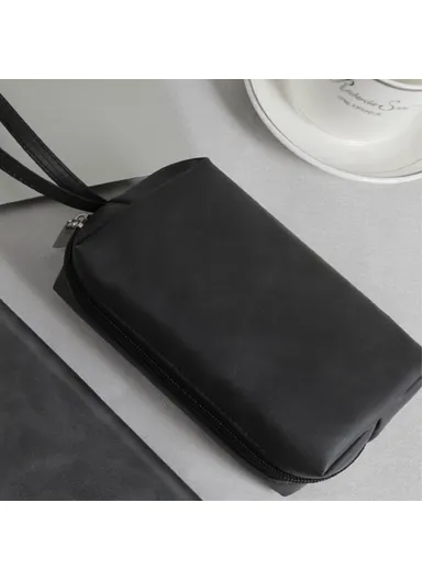 Electronic Organizer, Mouse, Power Bank &amp; Cable Storage Bag, PU Leather USB Flash Drive Carrying Handbag, Anti-scratch Pouch SS08 - Black