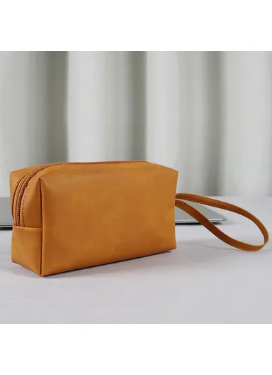 Electronic Organizer, Mouse, Power Bank &amp; Cable Storage Bag, PU Leather USB Flash Drive Carrying Handbag, Anti-scratch Pouch SS08 - Brown