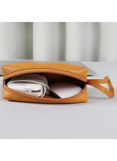 Electronic Organizer, Mouse, Power Bank &amp; Cable Storage Bag, PU Leather USB Flash Drive Carrying Handbag, Anti-scratch Pouch SS08 - Pink