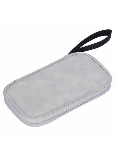 PU Multifunctional Phone Accessories Storage Bag, Passport Pouch with Small Hanging Rope - Light Grey