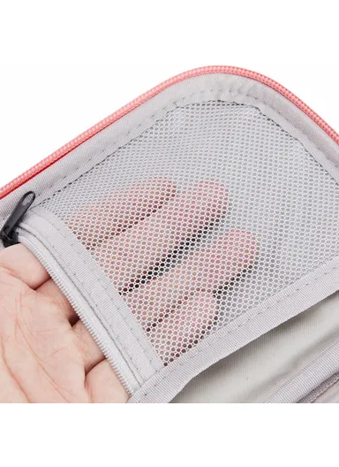 PU Multifunctional Phone Accessories Storage Bag, Passport Pouch with Small Hanging Rope - Pink