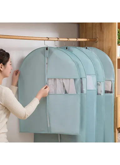 60x80cm Garment Cover Clothes Dust Protector Non Woven Fabric Storage Bag for Coats Suits - Sky Blue