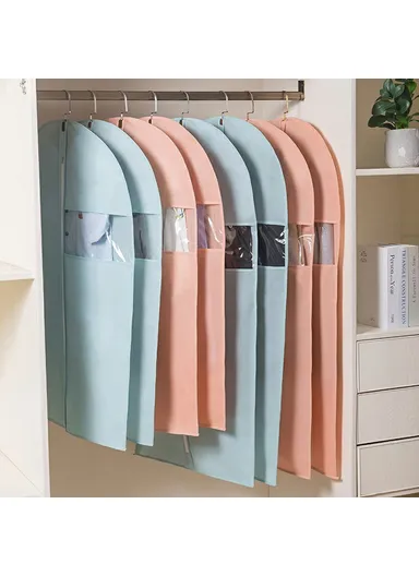 60x80cm Garment Cover Clothes Dust Protector Non Woven Fabric Storage Bag for Coats Suits - Pink