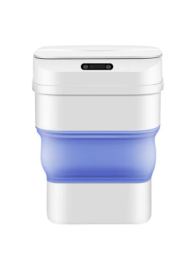17.5L Folding Home Trash Can with Smart Sensor, Living Room Bedroom Kitchen Automatic Garbage Bin - Blue