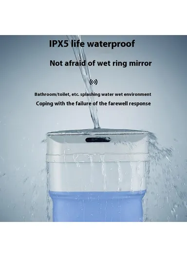 17.5L Folding Home Trash Can with Smart Sensor, Living Room Bedroom Kitchen Automatic Garbage Bin - Blue