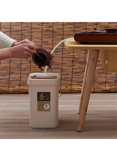 10L Tea Waste Bin, PP Filtration Bucket, Tea Leaves Sanitary Container with Lid &amp; Handle
