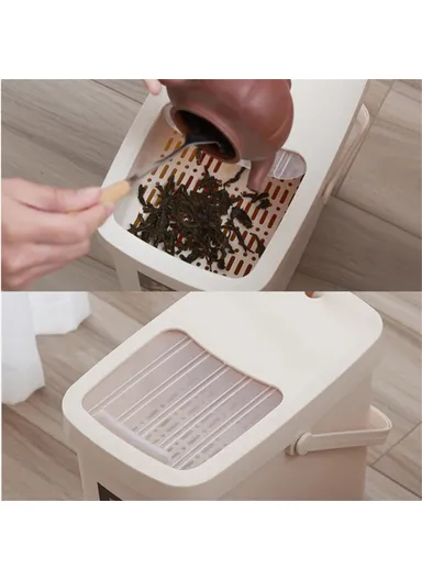 10L Tea Waste Bin, PP Filtration Bucket, Tea Leaves Sanitary Container with Lid &amp; Handle