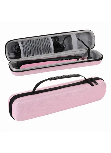 Hair Curler Hard Shell Storage Bag Multifunctional Waterproof Shockproof Straightener Organizer Case - Pink