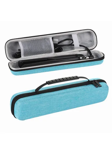 Hair Curler Hard Shell Storage Bag Multifunctional Waterproof Shockproof Straightener Organizer Case - Lake Blue