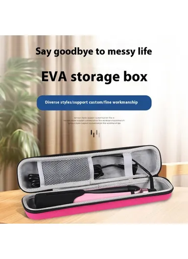 Hair Curler Hard Shell Storage Bag Multifunctional Waterproof Shockproof Straightener Organizer Case - Lake Blue