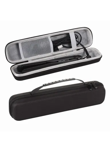 Hair Curler Hard Shell Storage Bag Multifunctional Waterproof Shockproof Straightener Organizer Case - Black