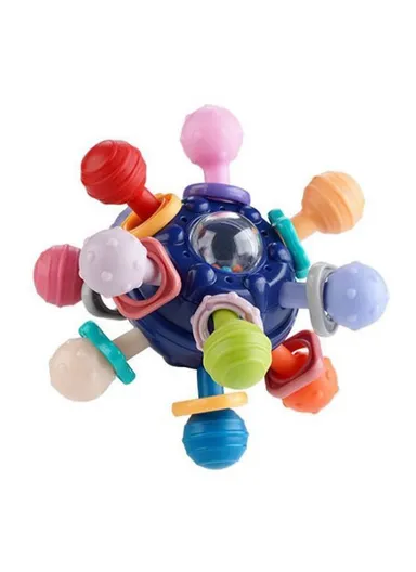Baby Teething Toys Sensory Baby Chew Toys Teething Ball Teethers Toys Grasping Activities Baby Toys (No FDA, BPA-Free) - Navy Blue