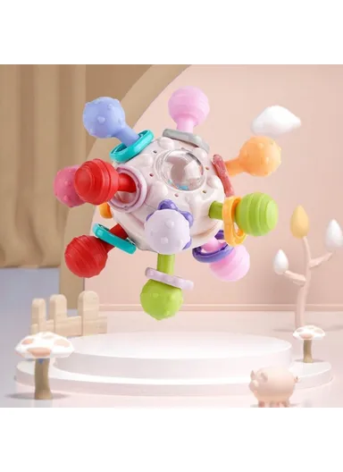 Baby Teething Toys Sensory Baby Chew Toys Teething Ball Teethers Toys Grasping Activities Baby Toys (No FDA, BPA-Free) - Navy Blue