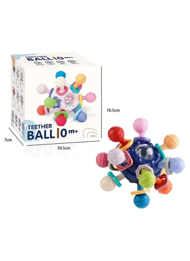 Baby Teething Toys Sensory Baby Chew Toys Teething Ball Teethers Toys Grasping Activities Baby Toys (No FDA, BPA-Free) - Navy Blue